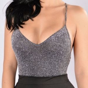 Fashion Nova Black Shimmery Bodysuit